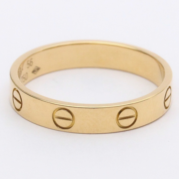 Polished CARTIER Mini Love Ring Band Size #56 US 7 1/2 18K Pink Gold PG BF555204 - Picture 5 of 10